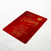 Invitation En Aluminium Calligraphie BILINGUE Rouge or Mariage chinois (Rotation)
