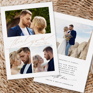 Invitation En Aluminium Calligraphie Boho Moderne 4 Photo Mariage Remercie