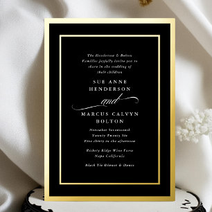 Invitation En Aluminium Calligraphie   Cadres dorés Mariage
