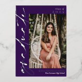 Invitation En Aluminium Calligraphie d'argent violet foncé (Recto)