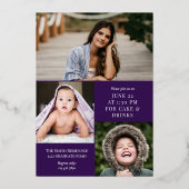 Invitation En Aluminium Calligraphie d'argent violet foncé (Verso)