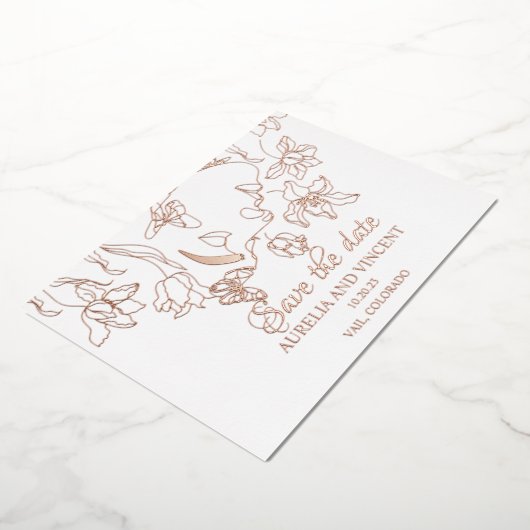 Invitation En Aluminium Calligraphie de feuille d'or rose enregistrer la c (Rotation)