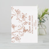 Invitation En Aluminium Calligraphie de feuille d'or rose enregistrer la c (Debout devant)