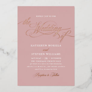 Invitation En Aluminium Calligraphie de script classique romain Rose Gold