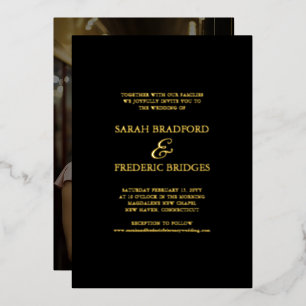 Invitation En Aluminium Calligraphie de script moderne Mariage photo noir