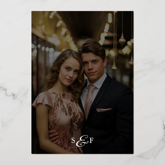 Invitation En Aluminium Calligraphie de script moderne Mariage photo noir (Verso)