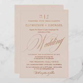 Invitation En Aluminium Calligraphie de script romantique Monogramme Maria