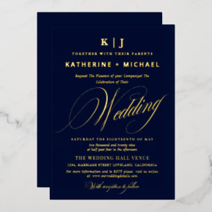 Invitation En Aluminium Calligraphie de script romantique Monogramme Maria