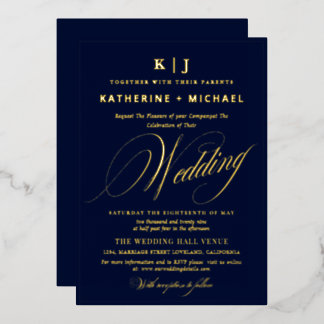 Invitation En Aluminium Calligraphie de script romantique Monogramme Maria