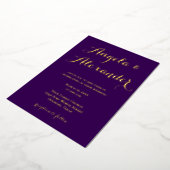 Invitation En Aluminium Calligraphie décorative moderne Mariage violet fon (Rotation)