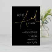 Invitation En Aluminium Calligraphie Delicale Minimaliste Mariage noir (Debout devant)