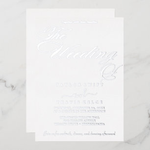 Invitation En Aluminium Calligraphie délicate en feuille d'argent   Le mar