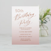 Invitation En Aluminium Calligraphie d'or Rose 5e anniversaire (Debout devant)