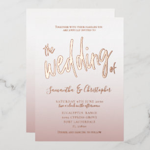 Invitation En Aluminium Calligraphie élégante Rose Gold Le Mariage De Feu