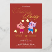 Invitation En Aluminium Calligraphie festive chats mignons fête de Noël ro (Recto)