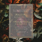 Invitation En Aluminium Calligraphie florale Moody foncé Mariage cadre or
