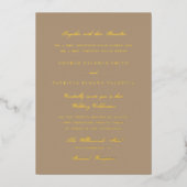 Invitation En Aluminium Calligraphie Formelle Or Beige Mariage Élégant (Recto)