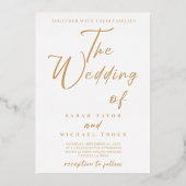 Invitation En Aluminium Calligraphie Gold Elegant |Faire-part de mariage b (Recto)