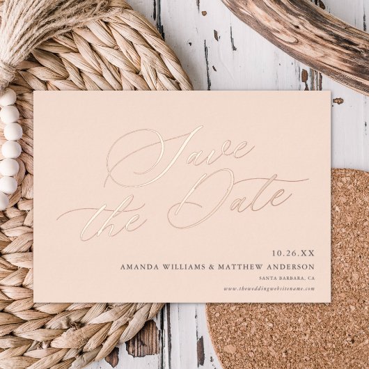 Invitation En Aluminium Calligraphie gracieuse Non Photo Enregistrer La Da