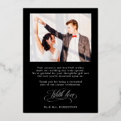 Invitation En Aluminium Calligraphie intemporelle mariage argent Merci (Verso)
