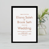 Invitation En Aluminium Calligraphie Lignes cardiaques Mariage moderne pre (Debout devant)