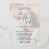 Invitation En Aluminium Calligraphie lunaire | Mariage photo Silver Foil (Recto)