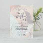 Invitation En Aluminium Calligraphie lunaire | Mariage photo Silver Foil (Debout devant)