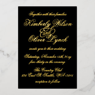 Invitation En Aluminium Calligraphie manuscrite élégante Luxe Mariage Feui