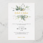 Invitation En Aluminium Calligraphie Mariage classique de l'Eucalyptus aqu (Recto)
