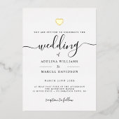 Invitation En Aluminium Calligraphie minimale moderne Mariage de coeur d'o (Recto)
