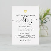 Invitation En Aluminium Calligraphie minimale moderne Mariage de coeur d'o (Debout devant)