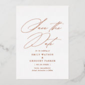 Invitation En Aluminium Calligraphie Minimale Moderne Mariage Enregistrer  (Recto)