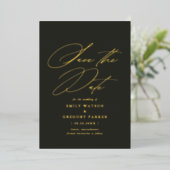 Invitation En Aluminium Calligraphie Minimale Moderne Mariage Enregistrer  (Debout devant)