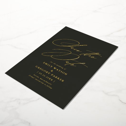 Invitation En Aluminium Calligraphie Minimale Moderne Mariage Enregistrer (Rotation)