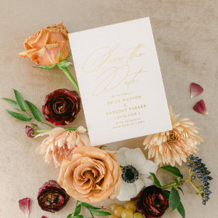 Invitation En Aluminium Calligraphie Minimale Moderne Mariage Enregistrer 