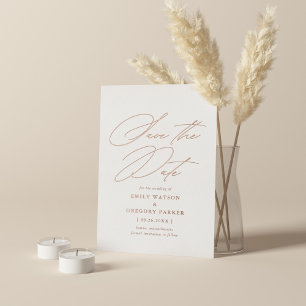 Invitation En Aluminium Calligraphie Minimale Moderne Mariage Enregistrer 