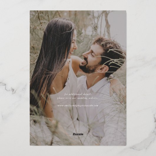 Invitation En Aluminium Calligraphie Minimale Moderne Photo Enregistrer La (Verso)