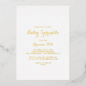 Invitation En Aluminium Calligraphie moderne Baby Sprinkle Gold (Recto)