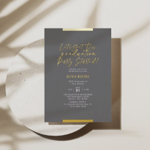 Invitation En Aluminium Calligraphie moderne de remise de diplômes Blush G