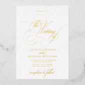 Invitation En Aluminium Calligraphie Moderne Élégante Mariage Classique (Recto)