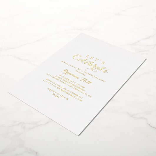 Invitation En Aluminium Calligraphie moderne Faisons la fête Fête Or (Rotation)