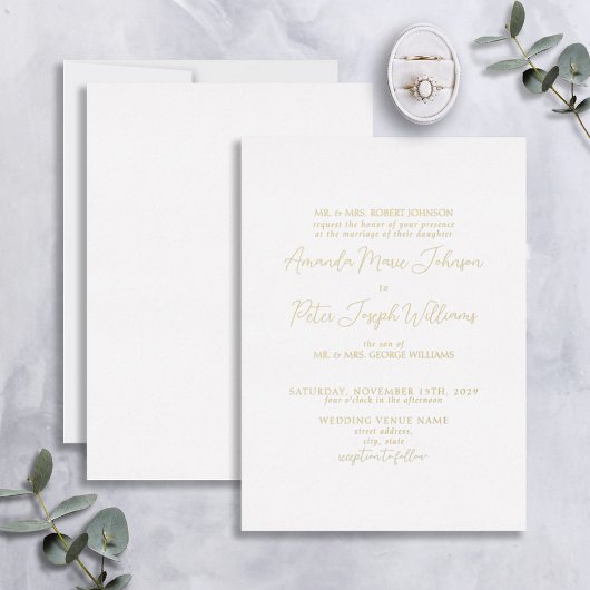 Invitation En Aluminium Calligraphie moderne formelle Véritable Mariage à