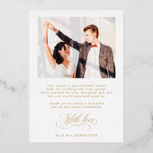 Invitation En Aluminium Calligraphie moderne mariage d'or intemporel Merci (Verso)