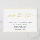 Invitation En Aluminium Calligraphie moderne Mariage Enregistrer la date (Recto)