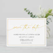 Invitation En Aluminium Calligraphie moderne Mariage Enregistrer la date (Debout devant)