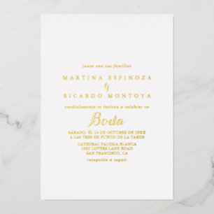Invitation En Aluminium Calligraphie moderne Mariage espagnol Or