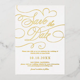 Invitation En Aluminium Calligraphie moderne or intemporel Enregistrer la 