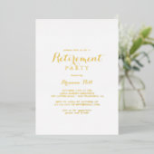 Invitation En Aluminium Calligraphie moderne Parti de retraite Or (Debout devant)