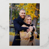 Invitation En Aluminium Calligraphie moderne Photo Enregistrer la date (Recto)