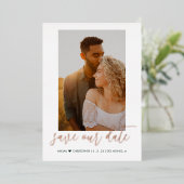 Invitation En Aluminium Calligraphie moderne Photo Enregistrer les dates e (Debout devant)